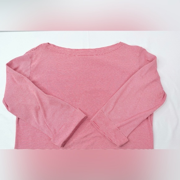 Chico's Red White Micro Striped Boat Neck Pullover Top Size Large - Picture 5 of 7